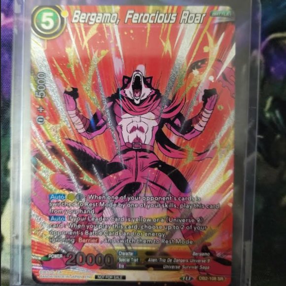 Bandai Namco | Toys | Bergamo Ferocious Roar Dragon Ball Super Super Rare  Reprint Card Etched | Poshmark